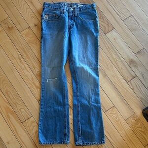 Cinch Men's Bootcut Jeans in Blue Denim with Light Distressing